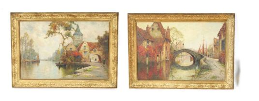 ALFRED DE BREANSKI JNR A PAIR OF OILS ON CANVAS