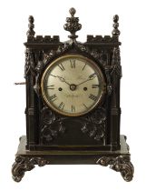 PETER HAY, EDINBURGH. A BRONZE CASED DOUBLE FUSEE MANTEL CLOCK