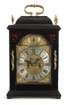 J PAPAUOME, LONDON. A GOOD GEORGE I EBONISED EIGHT DAY BRACKET CLOCK