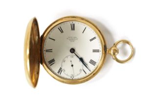 JAMES MCCABE, ROYAL EXCHANGE, LONDON. AN 18CT GOLD FULL HUNTER POCKET WATCH