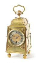 A LATE 19TH CENTURY FRENCH INDUSTRIAL GOTHIC STYLE MANTEL CLOCK FORMED AS A HANGING LANTERN