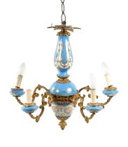 A 20TH CENTURY SERVES STYLE AND ORMOLU FIVE BRANCH CEILING LIGHT