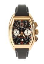 FRANCK MULLER, REF 8002CC KING CONQUISTADOR 18CT GOLD TONNEAU-SHAPED AUTOMATIC CHRONOGRAPH WRISTWATC