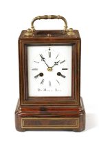 HENRI MARC, PARIS. A REGENCY FRENCH BRASS INLAID ROSEWOOD MANTEL CLOCK