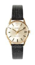 A GENTLEMAN'S VINTAGE ROLEX TUDOR 9CT GOLD MANUAL WIND WRISTWATCH