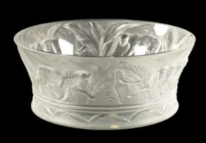 A LALIQUE CLEAR AND FROSTED GLASS JUNGLE BOWL