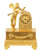 CHAPPE A’PARIS. A 19TH CENTURY FRENCH GILT ORMOLU FIGURAL MANTEL CLOCK WITH AUTOMATON ROCKING BEE