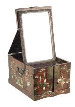 A FINE JAPANESE MEIJI PERIOD INLAID HARDWOOD DRESSING BOX