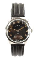 A VINTAGE MILITARY STYLE REVUE-SPORT STEEL WRISTWATCH