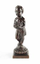 A 18TH/19TH CENTURY BROWN PATINATED BRONZE SCULPTURE OF A YOUNG BOY