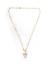 A 9CT YELLOW GOLD AND DIAMOND ENCRUSTED PENDANT NECKLACE