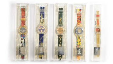 A COLLECTION OF FIVE SPECIAL EDITION SWATCH WATCHES