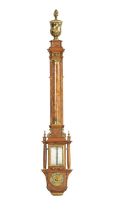 AN 18TH CENTURY STYLE WALNUT STICK BAROMETER SIGNED THOMAS TOMPION