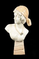 AN ART DECO CARVED MARBLE BUST