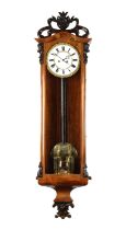 A 19TH CENTURY BIEDERMEIER VIENNA EIGHT DAY WALL CLOCK