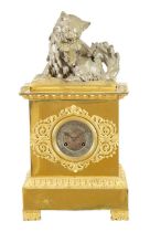A RARE EARLY 19TH CENTURY FRENCH BRONZE AND ORMOLU AUTOMATION MANTEL CLOCK