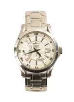 A GENTLEMAN’S STEEL SEIKO PREMIER KINETIC DIRECT DRIVE WRISTWATCH