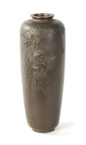 A JAPANESE MEIJI PERIOD PATINATED BRONZE VASE