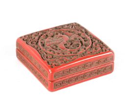 AN 18TH/19TH CENTURY CHINESE CINNABAR CARVED LACQUERWORK BOX