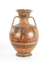 AN ANCIENT GREEK STYLE TERRACOTTA TWO-HANDLED VESSEL