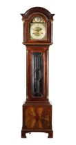 AN EDWARDIAN TUBE CHIMING MAHOGANY AND BOXWOOD STRUNG LONGCASE CLOCK