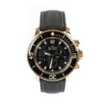 A GENTLEMAN’S 18CT ROSE GOLD BLANCPAIN FIFTY FATHOMS CHRONOGRAPH FLYBACK WRISTWATCH