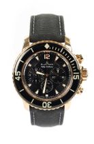 A GENTLEMAN’S 18CT ROSE GOLD BLANCPAIN FIFTY FATHOMS CHRONOGRAPH FLYBACK WRISTWATCH