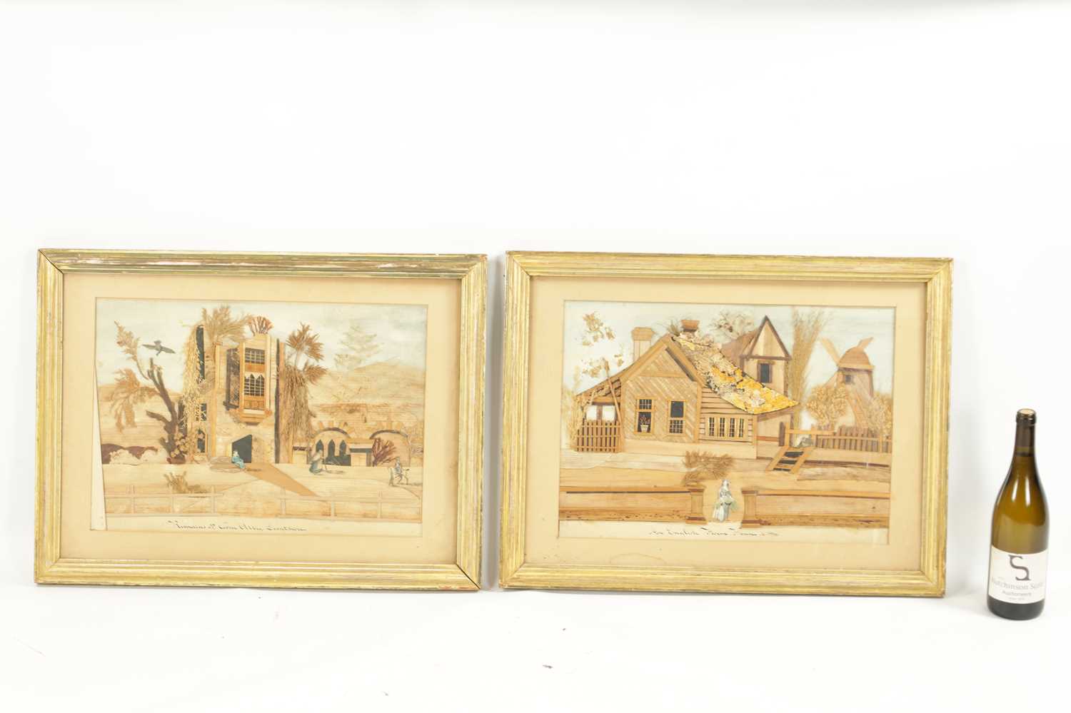 AN UNUSUAL PAIR OF 19TH CENTURY FOLK ART COLLAGES INSCRIBED ‘REMAINS OF CARNE ABBEY, DORSET’ AND ‘AN - Image 2 of 8