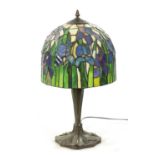 A 20TH CENTURY TIFFANY STYLE BRONZE LAMP