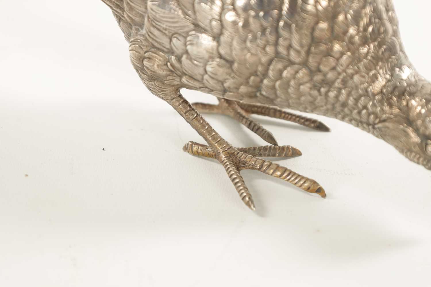 AN EARLY 20TH CENTURY SILVER SCULPTURE OF COCK PHEASANT - Image 3 of 8