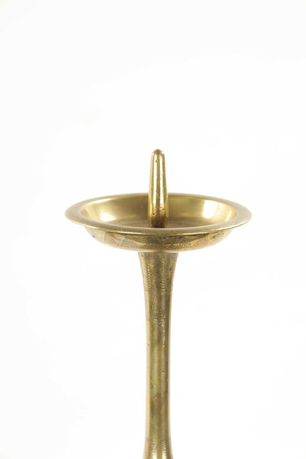 A 19TH CENTURY EASTERN BRASS CANDLESTICK - Image 3 of 10