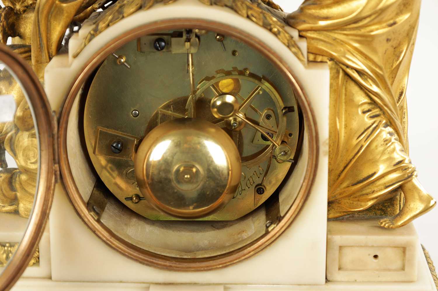 CHARLES LEROY, A PARIS. A FRENCH LOUIS XVI ORMOLU AND MARBLE FIGURAL MANTEL CLOCK - Image 9 of 11