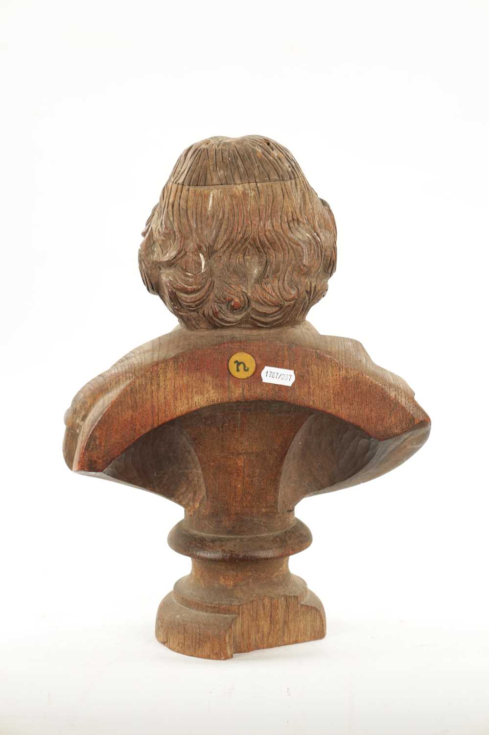 A LATE 19TH CENTURY CARVED WOODEN BUST OF SHAKESPEARE - Image 6 of 8