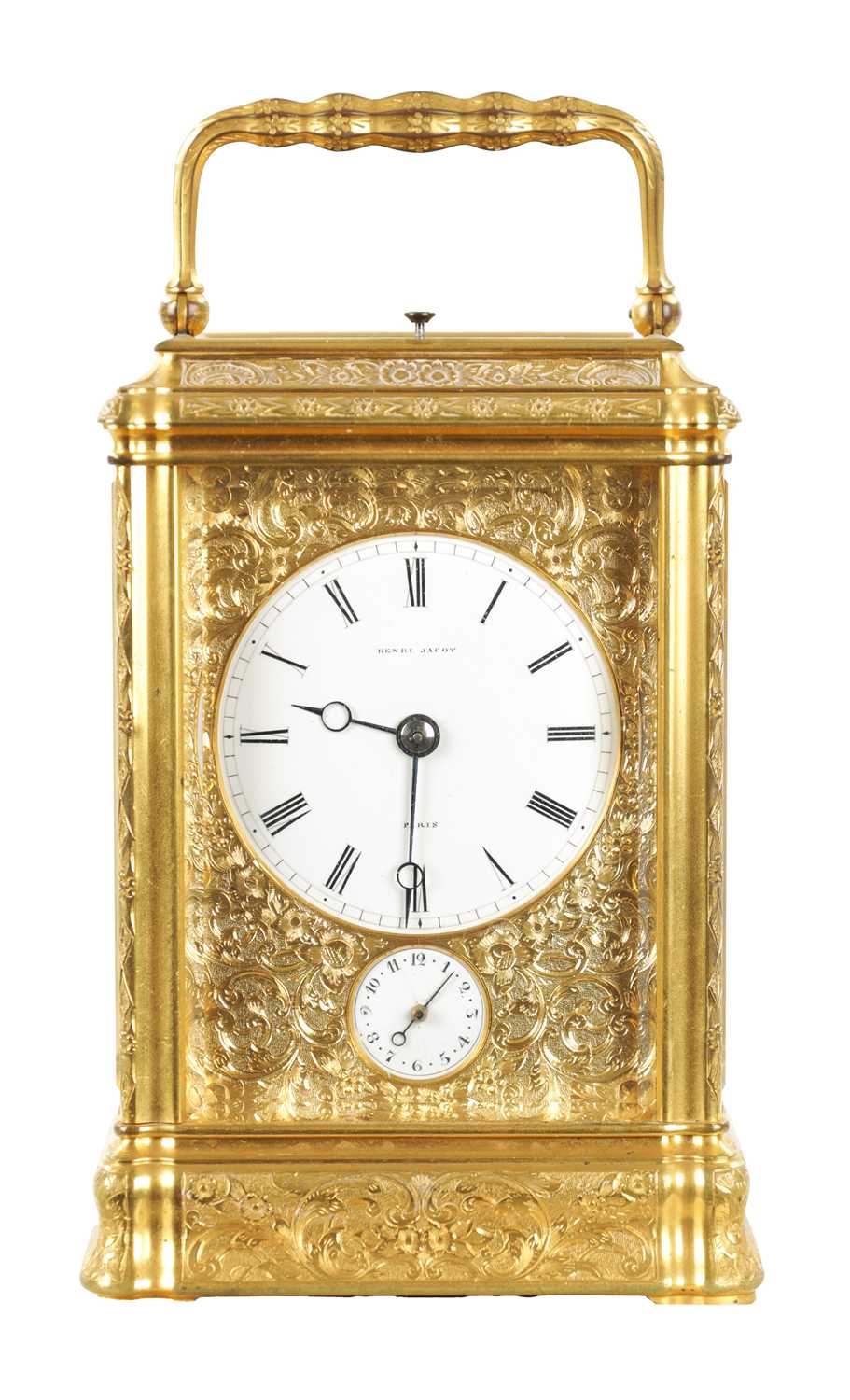 HENRI JACOT, PARIS. A LATE 19TH CENTURY FRENCH GRAND SONNERIE CARRIAGE CLOCK