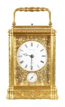 HENRI JACOT, PARIS. A LATE 19TH CENTURY FRENCH GRAND SONNERIE CARRIAGE CLOCK