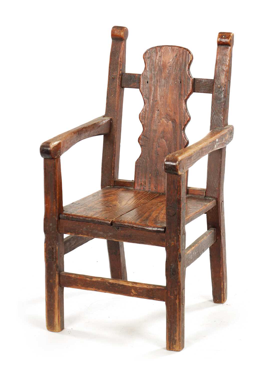 AN UNUSUAL 18TH CENTURY WELSH SCUMBLED PINE CHILD’S CHAIR