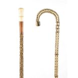 TWO 19TH CENTURY SHARK VERTEBRAE WALKING STICKS