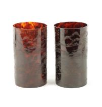 A PAIR OF 19TH CENTURY CHINESE ENGRAVED TORTOISESHELL BEAKERS