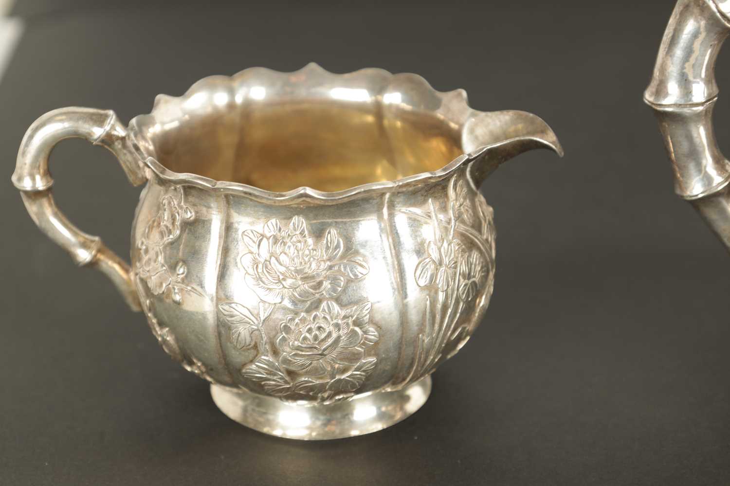 A LATE 19TH CENTURY CHINESE SILVER THREE-PIECE TEA SET - Image 3 of 9