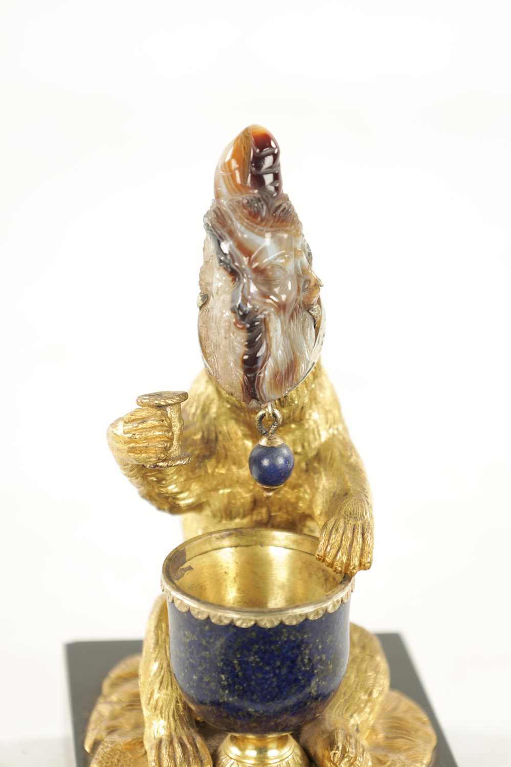 A 19TH CENTURY GILT BRONZE OF A BEAR WITH CARVED AGATE HUMAN HEAD POSSIBLY RUSSIAN - Image 4 of 6