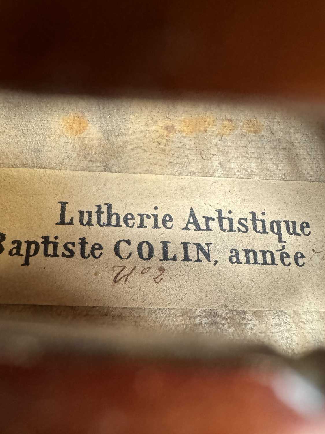 A CASED VIOLIN LABELLED JEAN BAPTISTE COLIN, ANNEE 1901 - Image 8 of 10