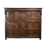 A GOOD LATE 17TH CENTURY OVERSIZED CARVED OAK WESTMORLAND COURT CUPBOARD DATED 1673
