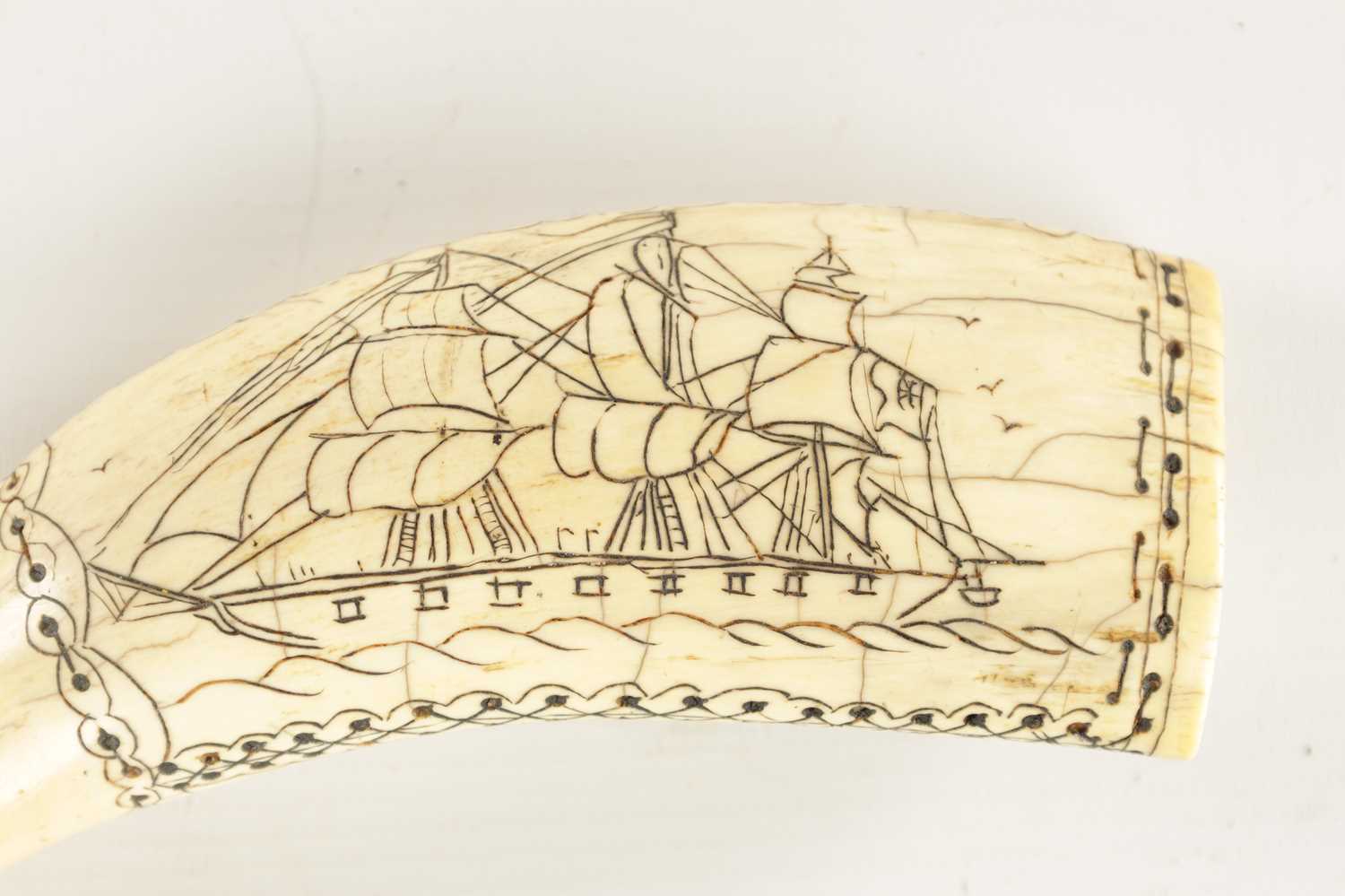 A 19TH CENTURY SAILS SCRIMSHAW WHALE TOOTH - Image 6 of 8