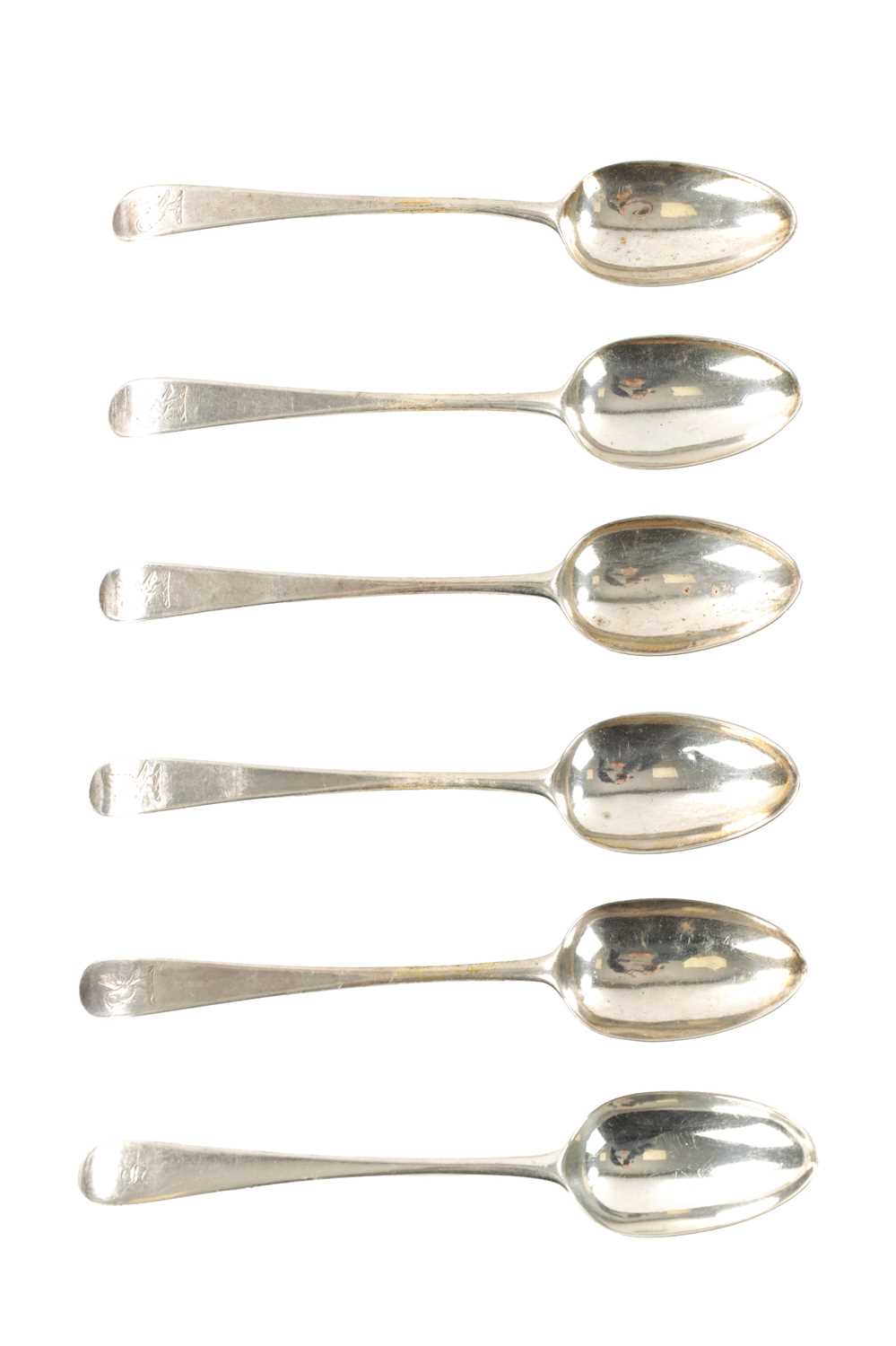 A SET OF SIX GEORGE III SILVER DESERT SPOONS