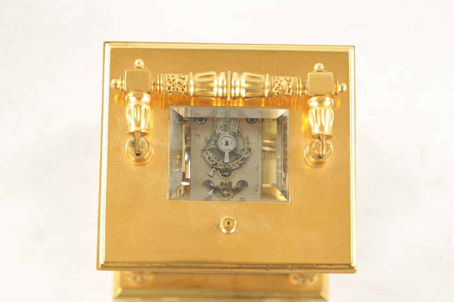 A LATE 19TH CENTURY FRENCH GILT CASED REPEATING CARRIAGE CLOCK - Image 7 of 12