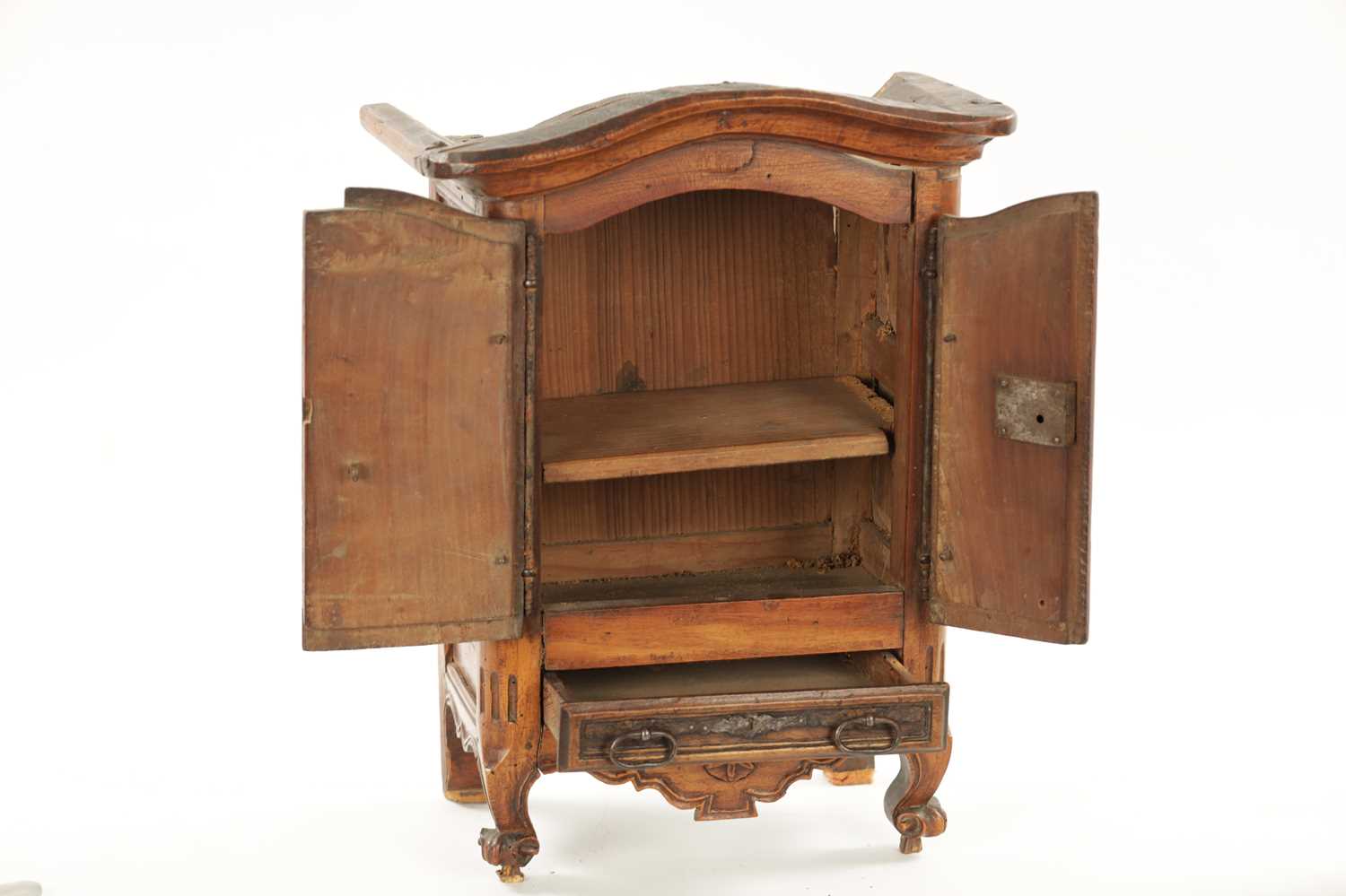 AN 18TH CENTURY FRUITWOOD MINIATURE ARMOIRE - Image 3 of 11
