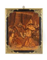 A 19TH CENTURY ORMOLU MOUNTED MARQUETRY WALL PANEL