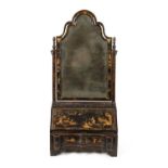 A FINE EARLY 18TH CENTURY CHINOISERIE DECORATED BLACK LACQUER TABLE BUREAU/MIRROR