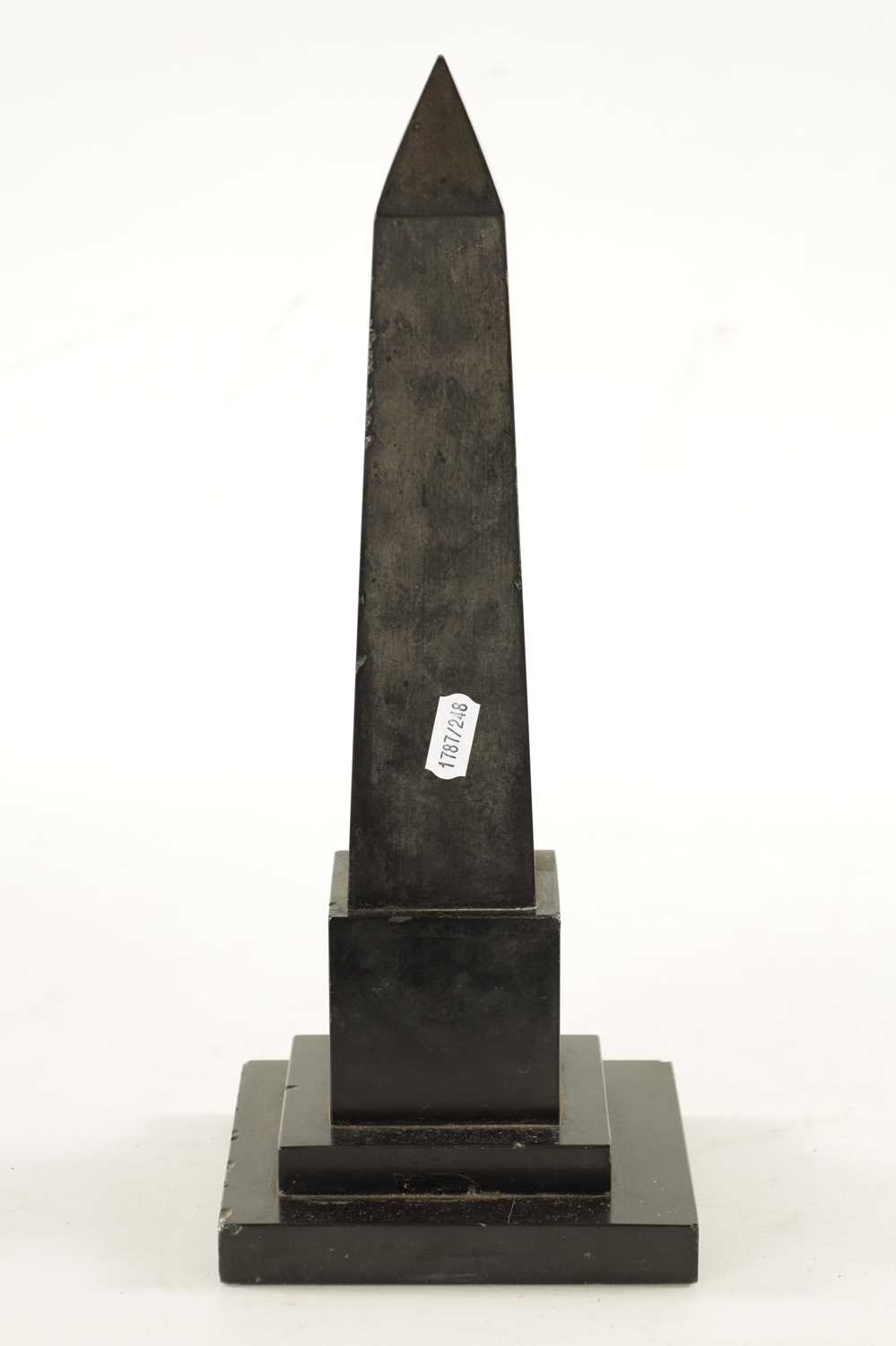 A LARGE 19TH CENTURY ASHFORD SLATE AND INLAID MARBLE OBELISK THERMOMETER - Image 5 of 6
