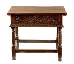 A RARE 17TH CENTURY JOINED OAK BOX TOP SIDE TABLE